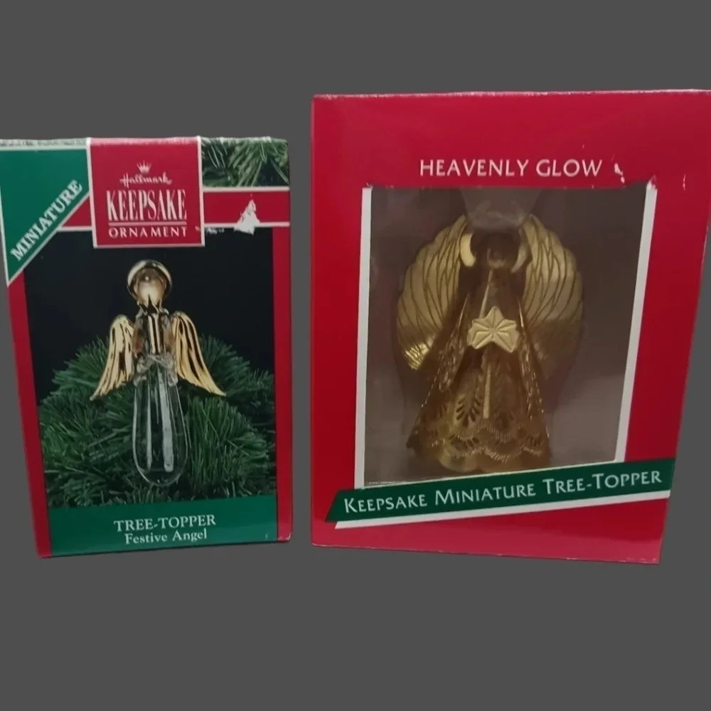 Hallmark miniature tree top set of 2 christmas ornaments